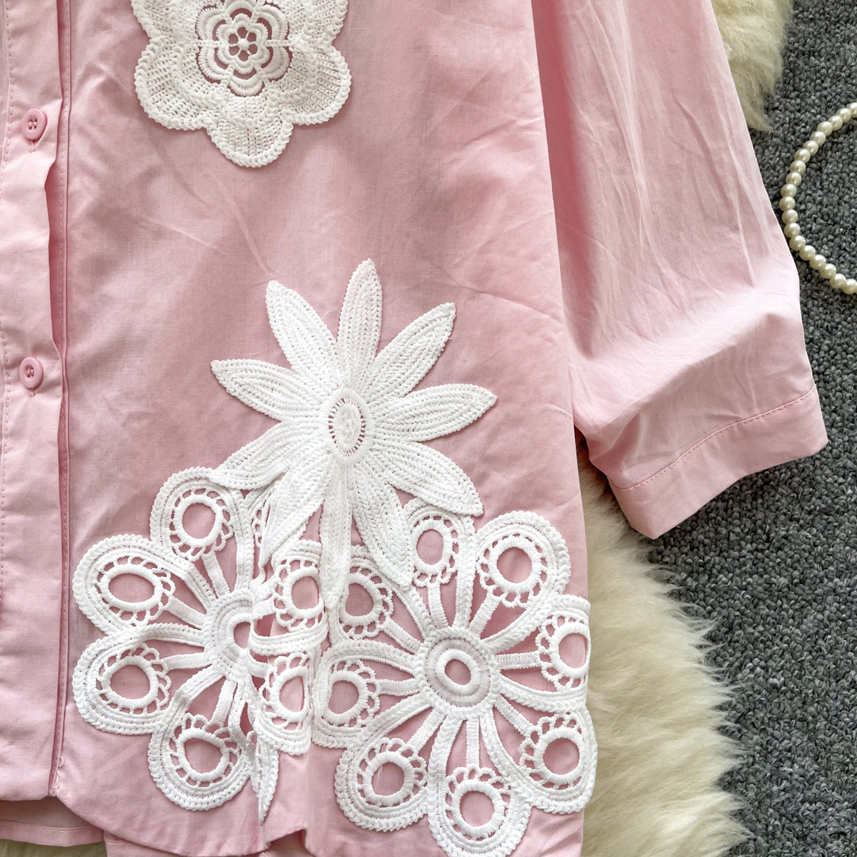 Sweetie 3D Flower Embroidered Shirt