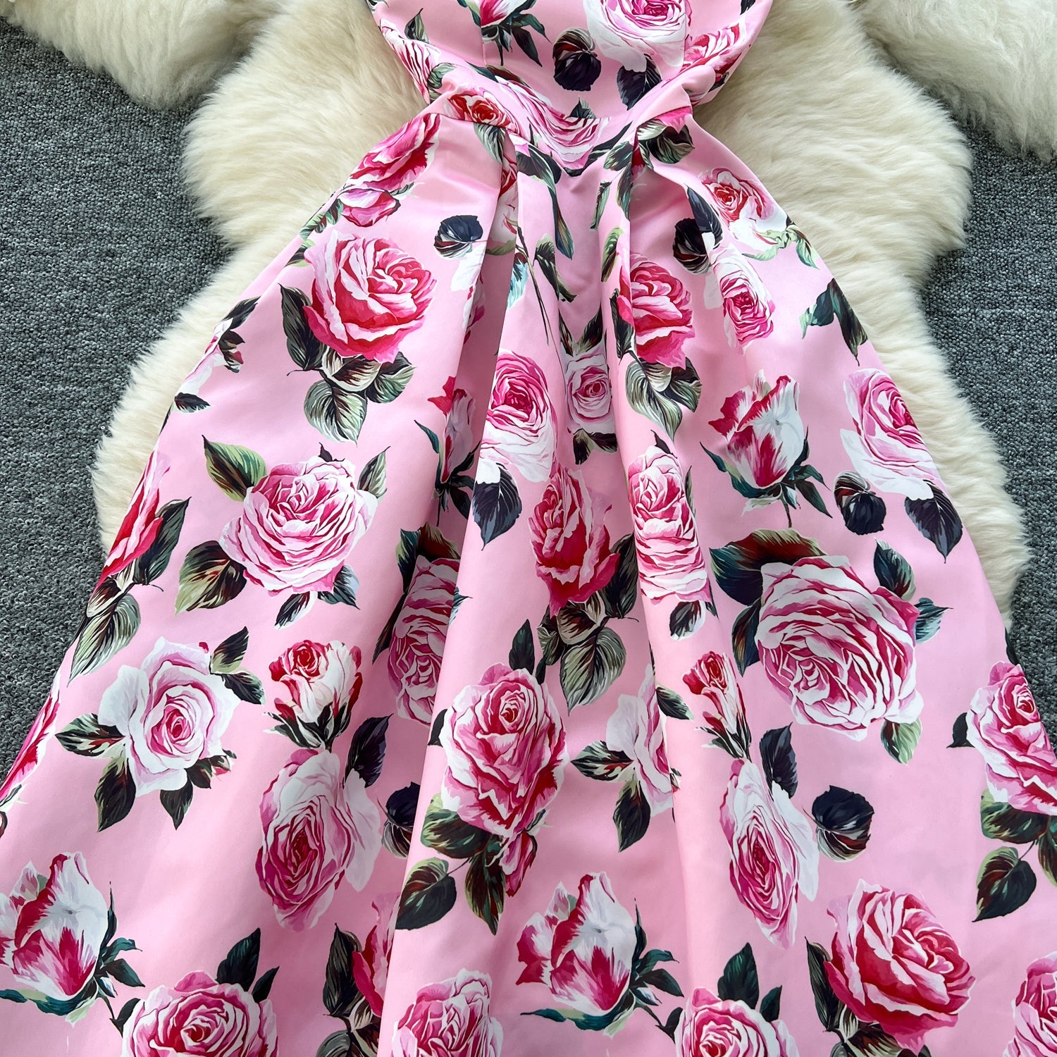 Vintage Sleeveless Floral Printed Dress