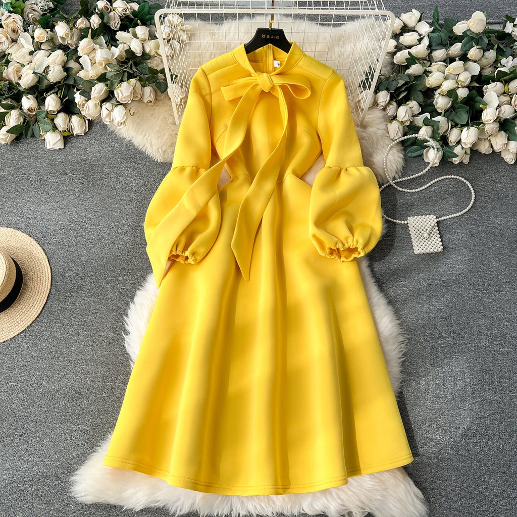 Premium Lace-up Solid Color Dress