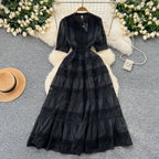 Courtly Elegant Lace Patchwork Dress