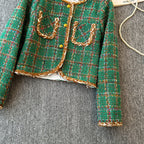 Vintage Tweed Plaid Short Jacket