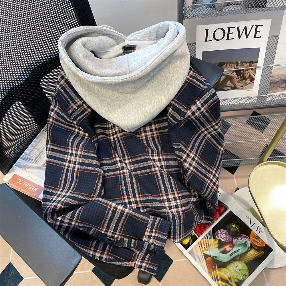 Vintage Colorful Plaid Hooded Jacket