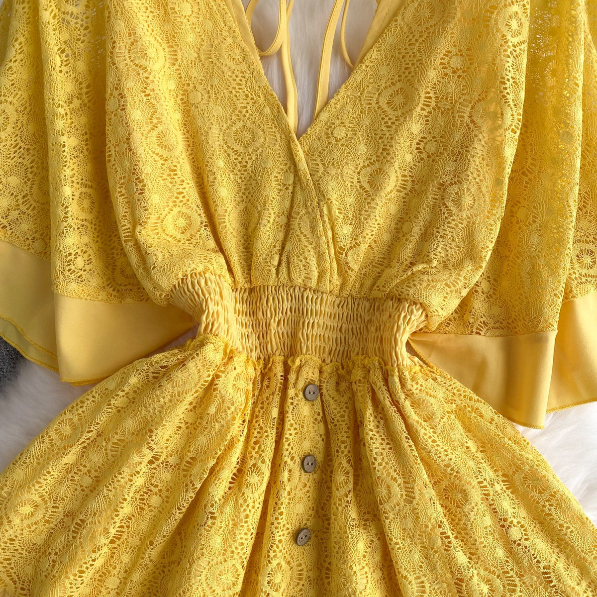 Sweetie V-neck Lace Patchwork Dress