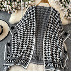 Sweater&Plaid Cardigan&Trousers Knitted 3Pcs
