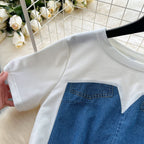 Patchwork Top&Trousers Denim 2Pcs