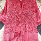 Premium Hollowed Embroidery Lace Shirt