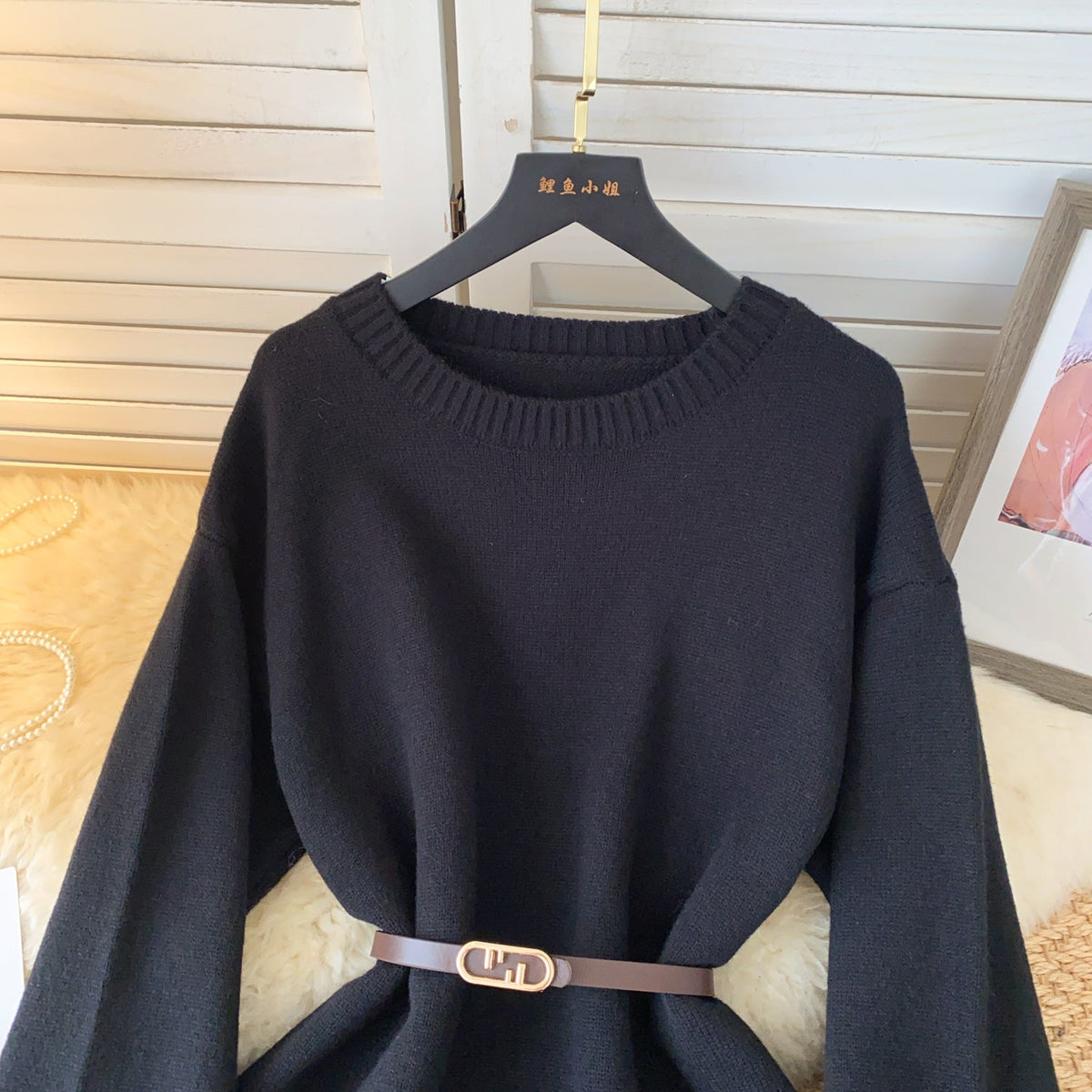 Vintage Furry Cuff Patchwork Sweater