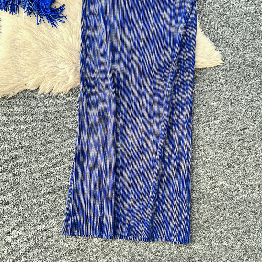 Beaded Fringed Cardigan & Vest Dress 2Pcs