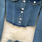 Vintage Denim Shirt & Fishtail Skirt 2Pcs