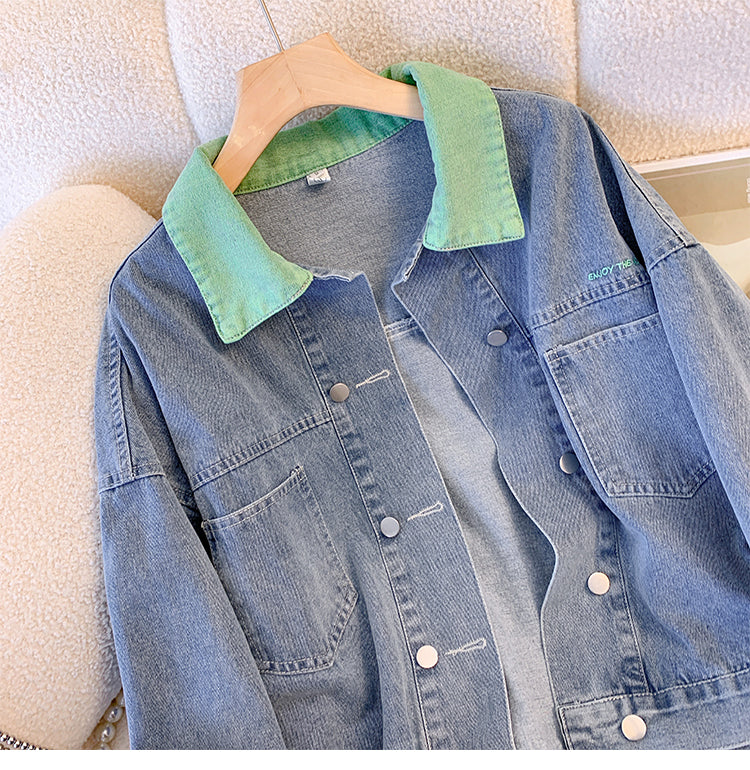Vintage Color-blocking Denim Jacket