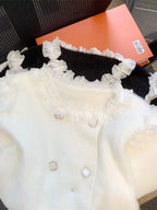 Color Blocking Ruffled Thickened Cardigan