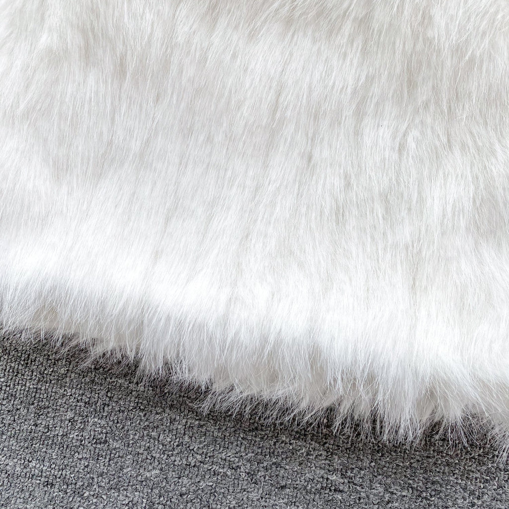 Tube Top&Skirt White Furry 2Pcs