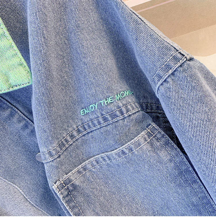 Vintage Color-blocking Denim Jacket