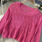 Crew Neck Top&Shorts Knitted 2Pcs