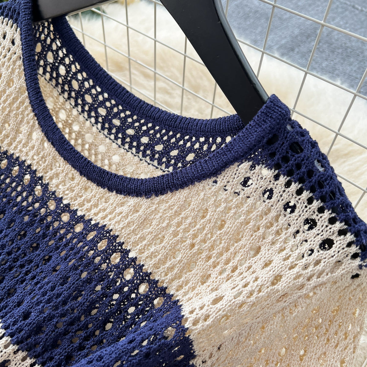 Knitwear&Skirt Color-blocking Striped 2Pcs