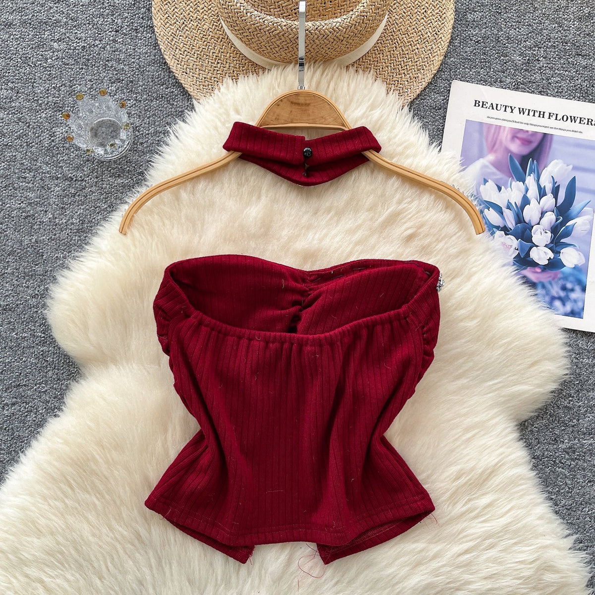 Beaded Padded Top with Choker