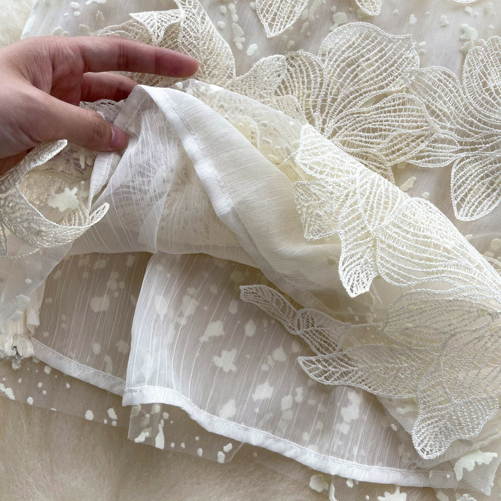French Style 3d Floral Embroidered Top