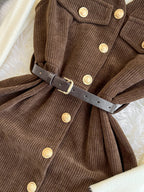 Corduroy Vest Dress&Knitwear 2Pcs