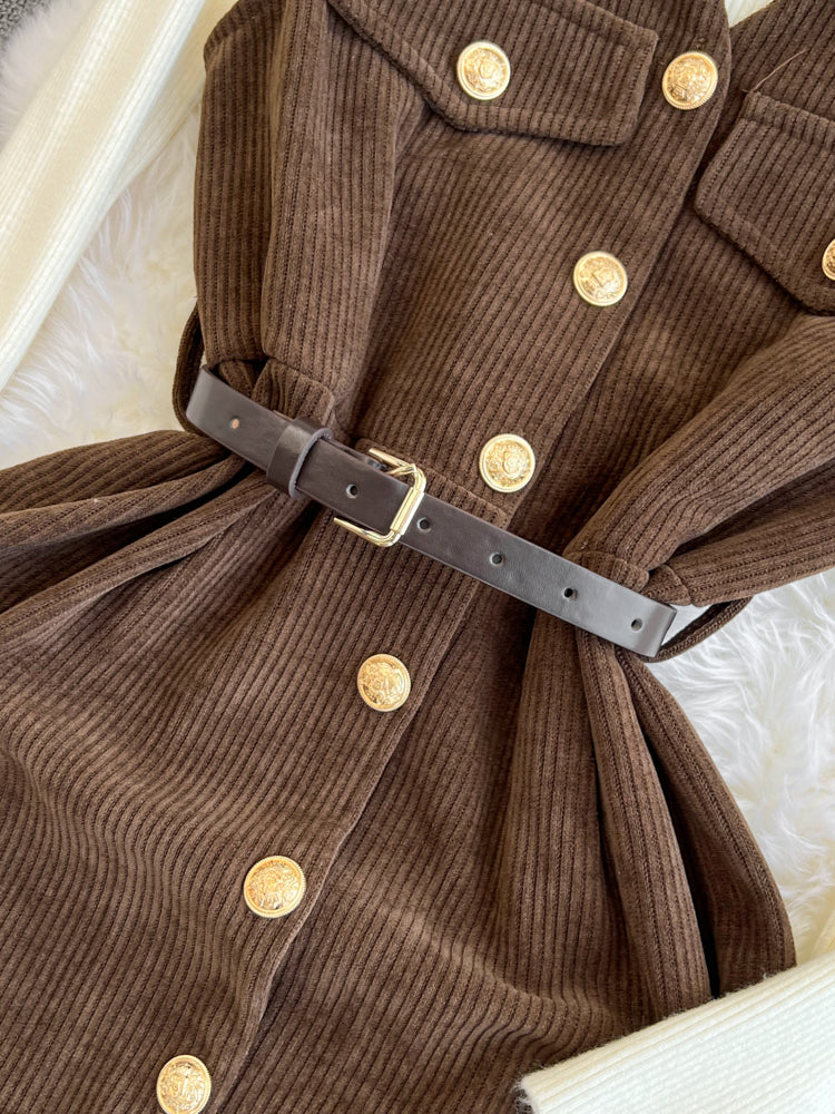 Corduroy Vest Dress&Knitwear 2Pcs