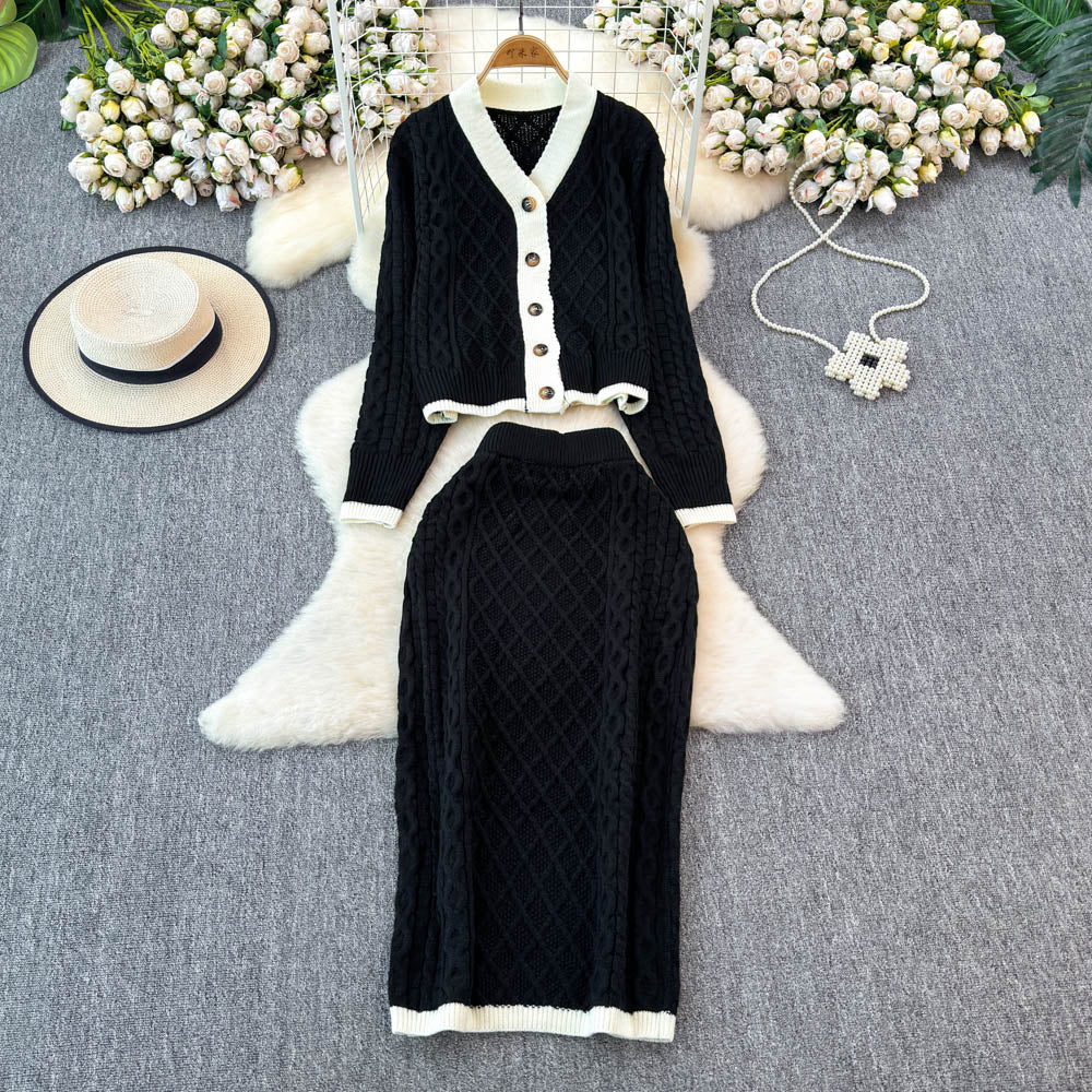 Cardigan&Skirt Twist Knitted 2Pcs