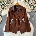 OL Outfit Patchwork Suit Jacket