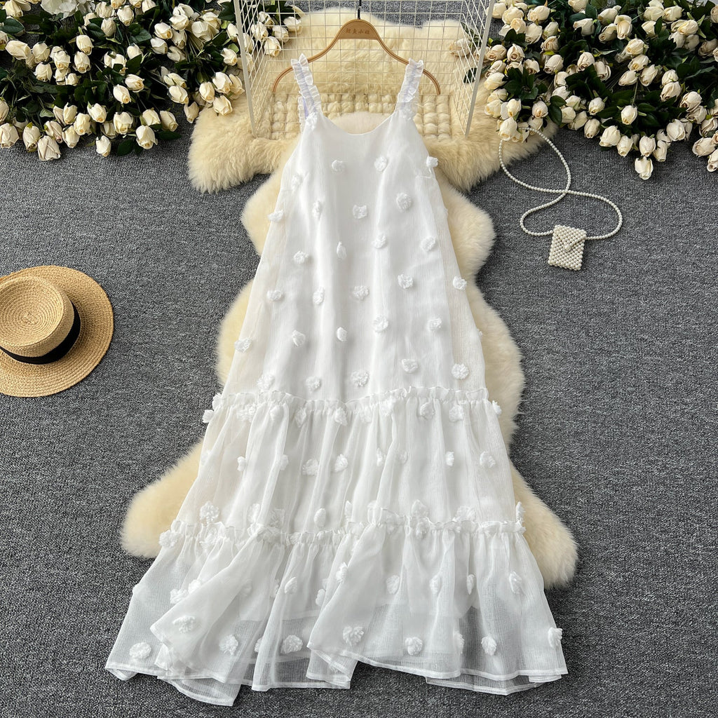3d Floral Loose-fit Slip Dress