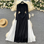 Black & White Patchwork Ruffled Dress