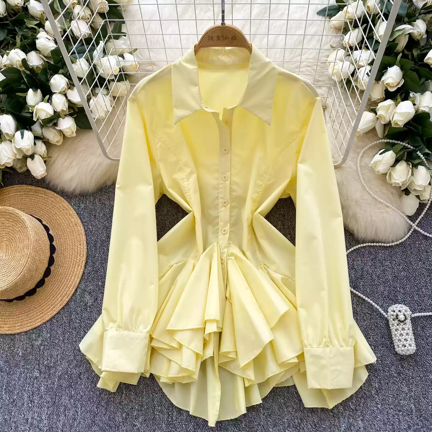 Niche Single-breasted Ruffled Shirt