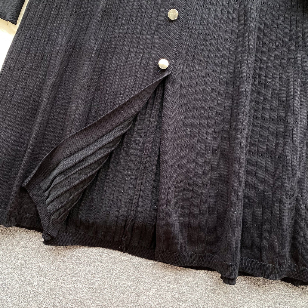 Doll Collar Black Knitted Shirt Dress