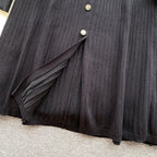 Doll Collar Black Knitted Shirt Dress