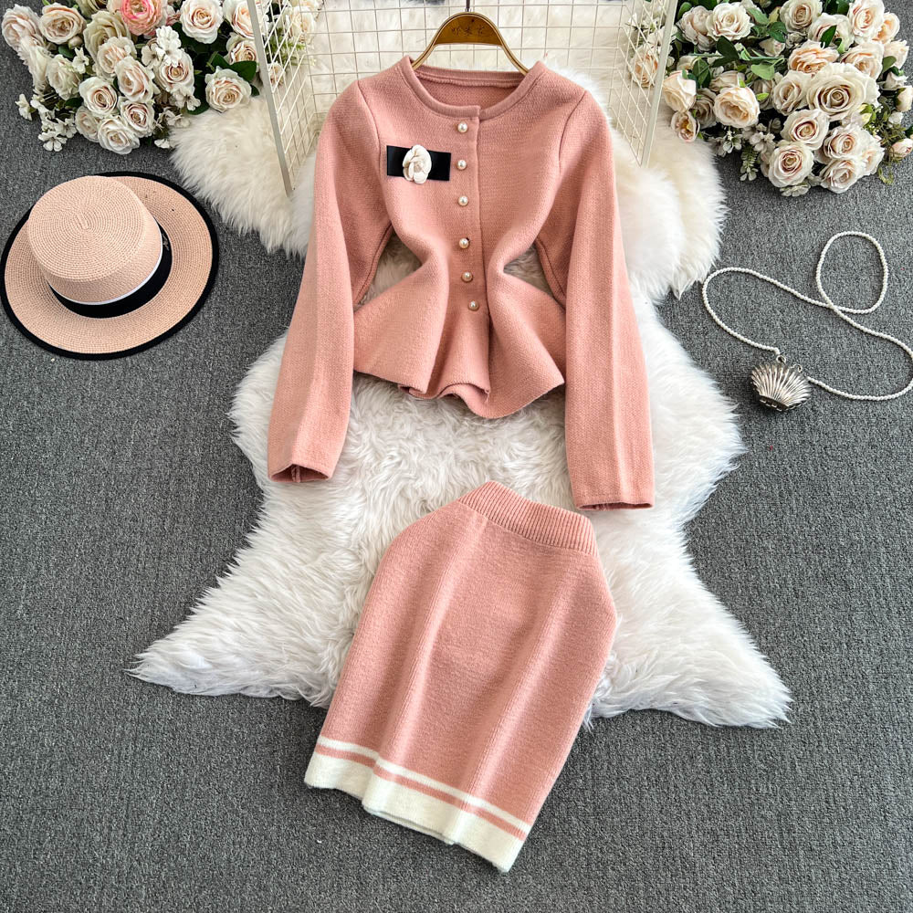 Camellia Cardigan&Skirt Knitted 2PCS