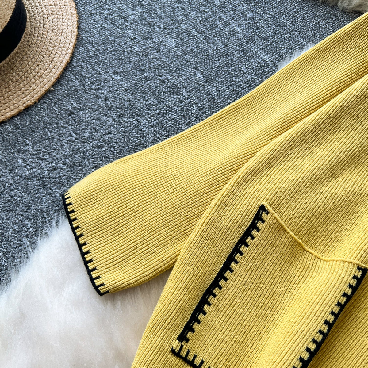 Round-collar Sweater&Trousers 2Pcs