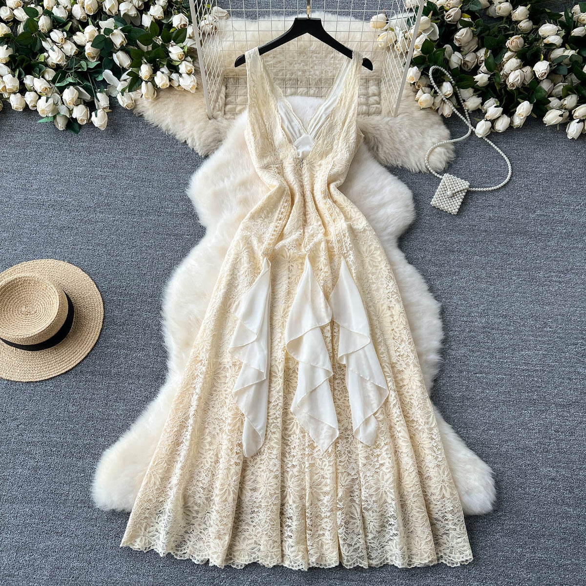 Niche Ruffle Fringed Slip Dress