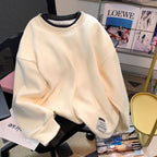 Faux Two-pieces Patchwork Fleece Sweatshirt