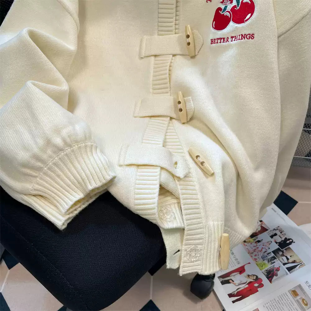 Mori Horn Button Hooded Cardigan