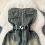Chic Off-shoulder Sequined Denim Romper