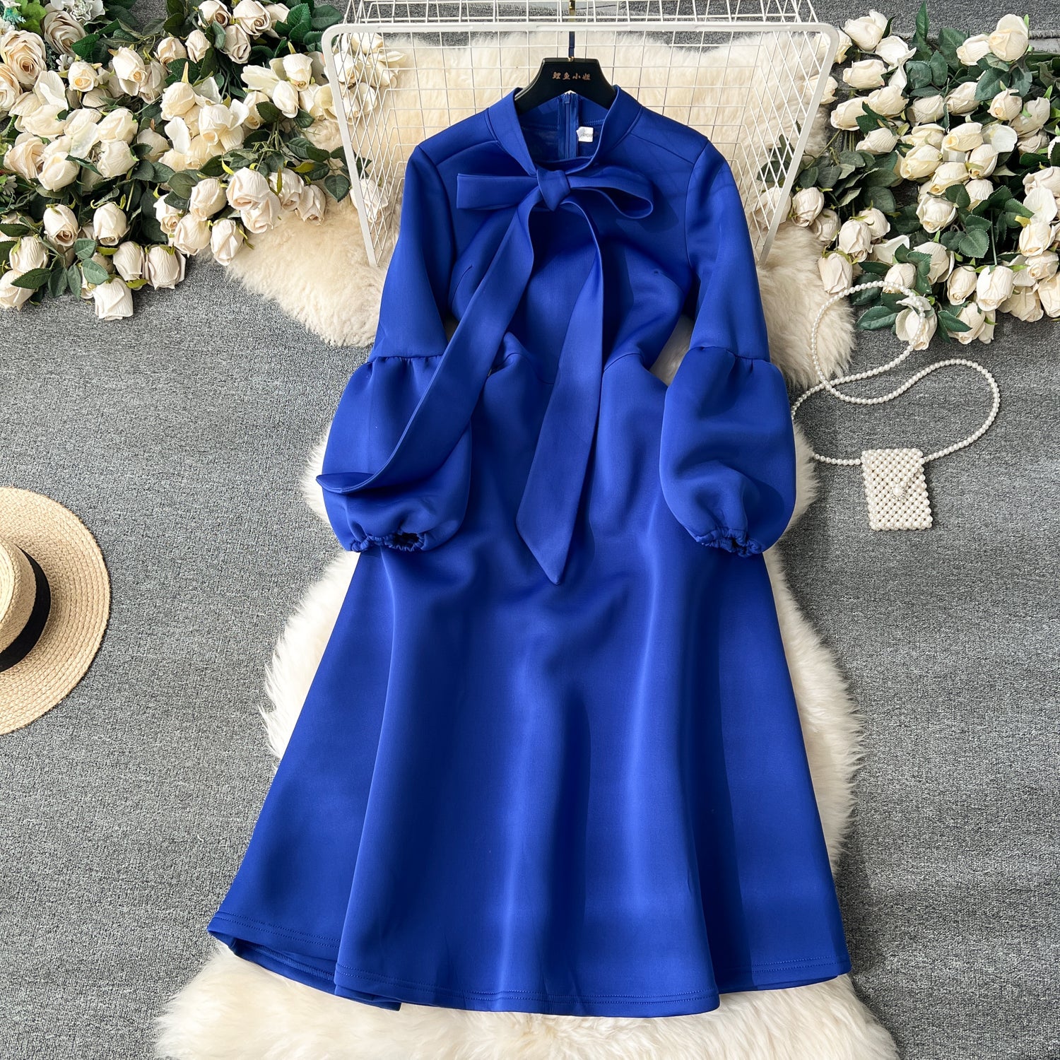 Premium Lace-up Solid Color Dress