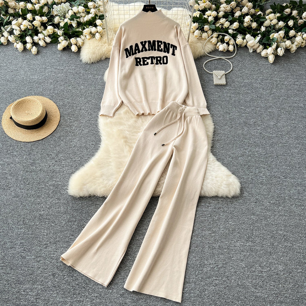 Monogrammed Sweater&Trousers Casual 2Pcs