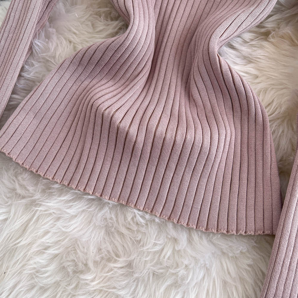 Sweater&Skirt Color-blocking Knitted 2Pcs