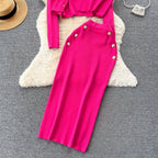 Cardigan&Vest&Hip-wrapping Skirt 3Pcs