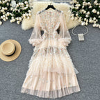 Fairy Floral Embroidered Puffy Dress