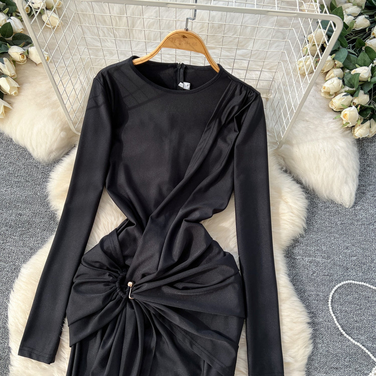 French Style Knotted Buckle Party Dress