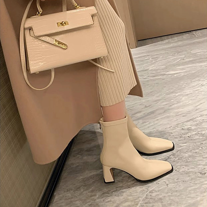 Back Zipped Chunky Stretch Boots
