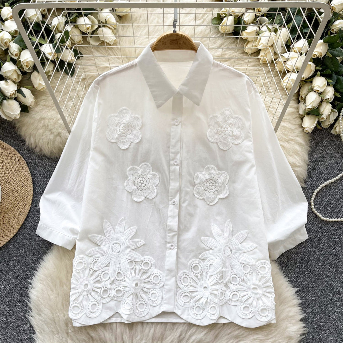 Sweetie 3D Flower Embroidered Shirt