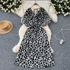 V-neck Pattern Printed Vintage Dress