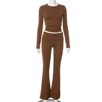 Top&Trousers Casual Solid Color 2Pcs
