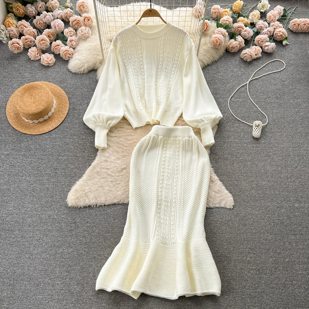 Sweater&Fishtail Skirt Twisted 2Pcs