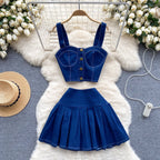 Camisole&Pleated Skirt Denim 2Pcs