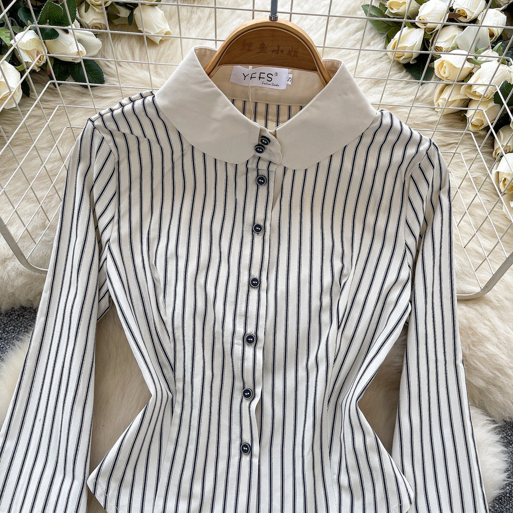 Chic Waist-slimming Stripe Shirt