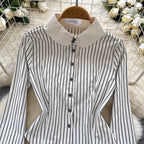 Chic Waist-slimming Stripe Shirt